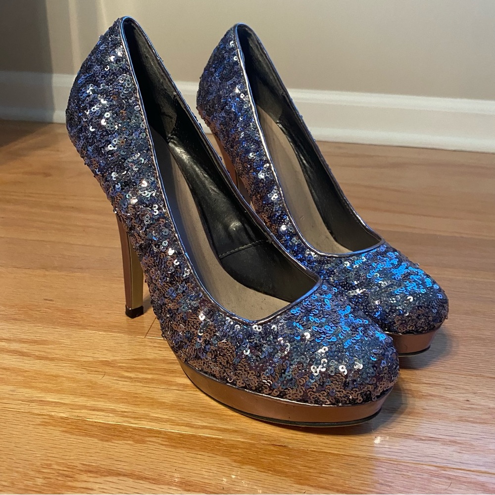 Silver Sequin Heels